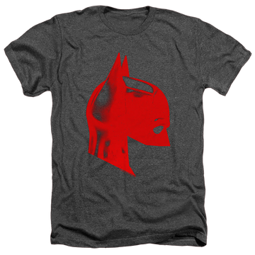 Charcoal men's heather t-shirt with The Batman (2022) Face Mask graphic