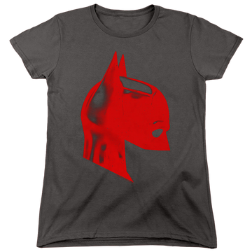 Charcoal women's t-shirt with The Batman (2022) Face Mask graphic