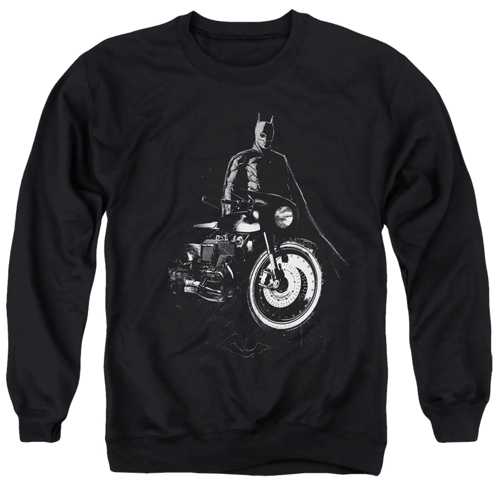 The Batman (2022) And His Motorcycle - Men's Crewneck Sweatshirt Men's Crewneck Sweatshirt Batman