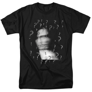 Black men's regular fit t-shirt with The Batman (2022) The Riddler? graphic