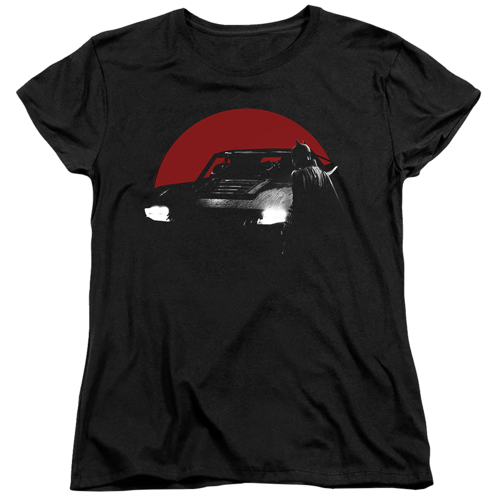 The Batman (2022) Red Moon And Batmobile - Women's T-Shirt Women's T-Shirt Batman
