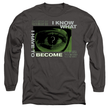 Charcoal men's long sleeve t-shirt with The Batman (2022) Become The Riddler graphic
