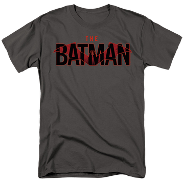 Charcoal men's regular fit t-shirt with The Batman (2022) Logo With Red Bat graphic