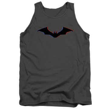 Charcoal men's tank with The Batman (2022) Tri-Color Bat Silhouette graphic