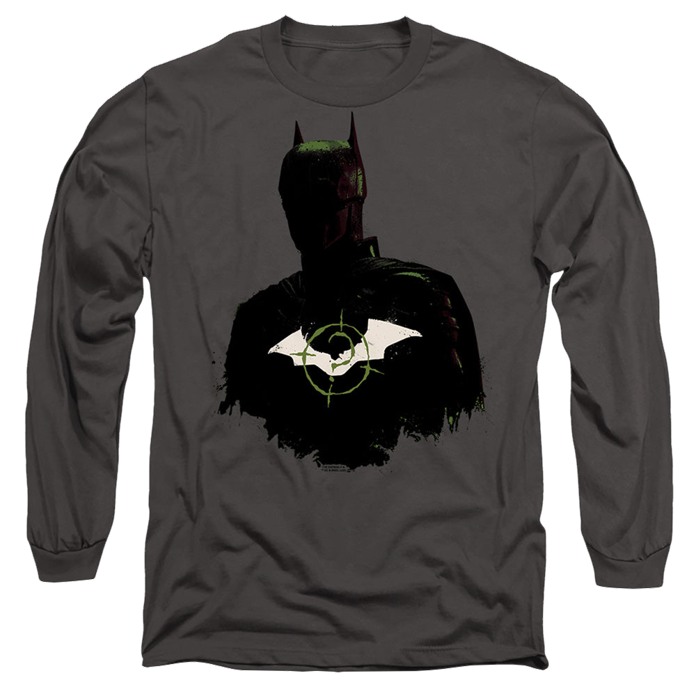 The Batman (2022) Silhouette With Riddler Logo - Men's Long Sleeve T-Shirt Men's Long Sleeve T-Shirt Batman