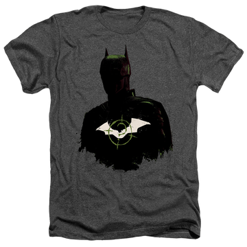 Charcoal men's heather t-shirt with The Batman (2022) Silhouette With Riddler Logo graphic