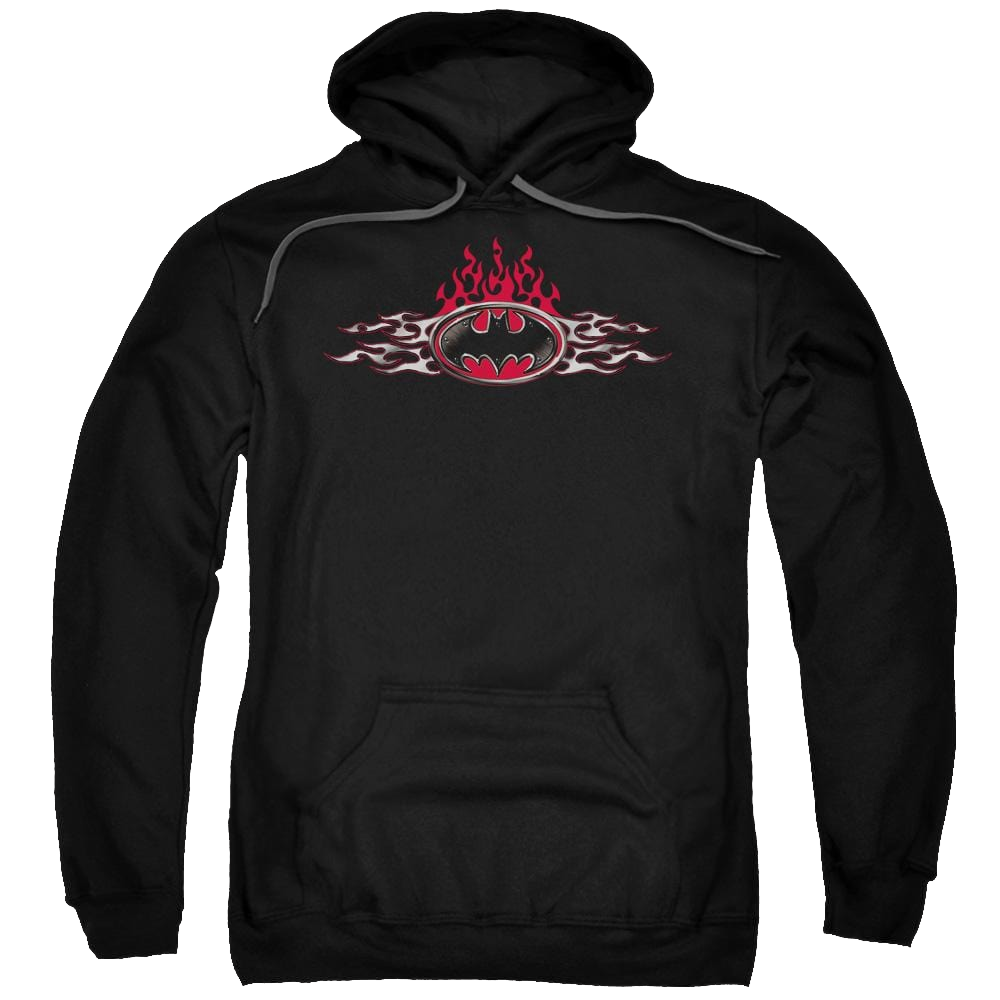 Batman Steel Flames Logo - Pullover Hoodie Pullover Hoodie Batman