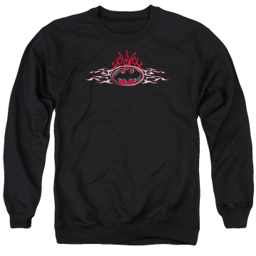 Batman Steel Flames Logo - Men's Crewneck Sweatshirt Men's Crewneck Sweatshirt Batman