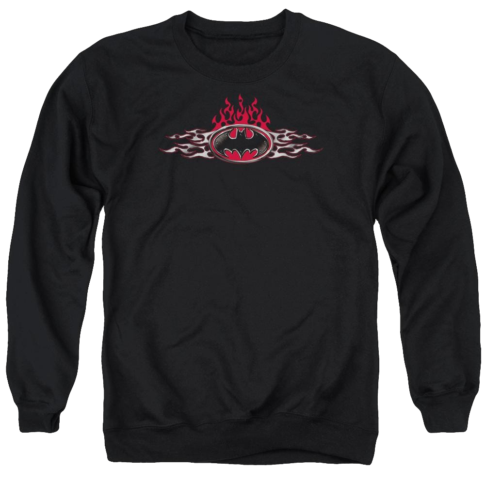 Batman Steel Flames Logo - Men's Crewneck Sweatshirt Men's Crewneck Sweatshirt Batman