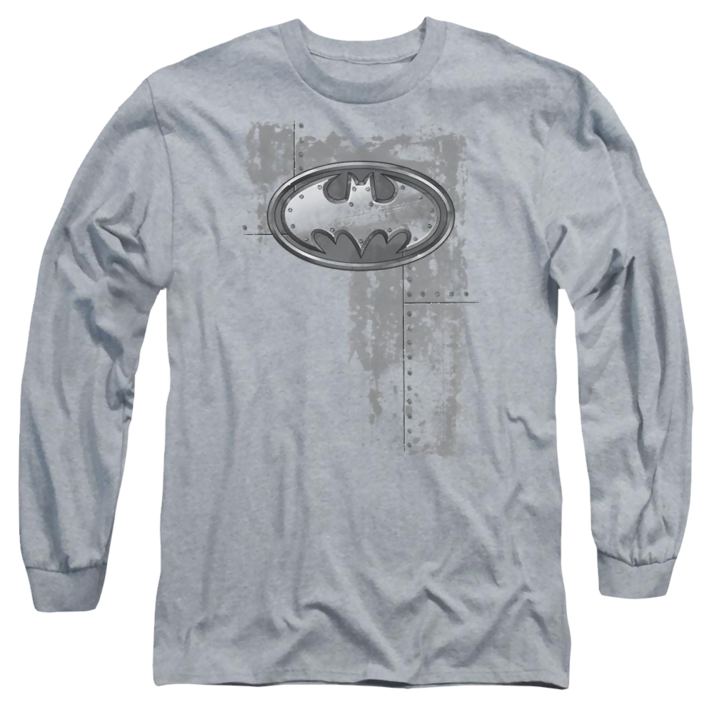 Batman Rivited Metal Logo - Men's Long Sleeve T-Shirt Men's Long Sleeve T-Shirt Batman
