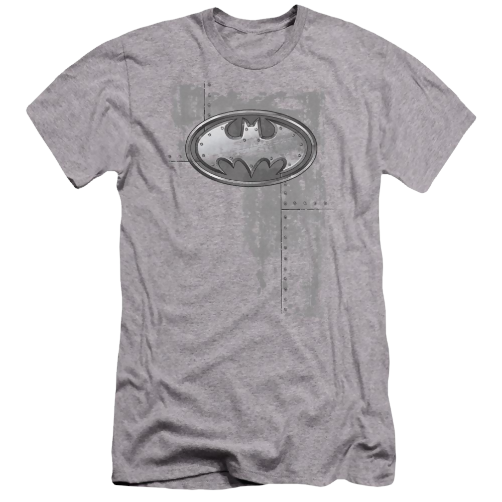 Batman Rivited Metal Logo - Men's Premium Slim Fit T-Shirt Men's Premium Slim Fit T-Shirt Batman