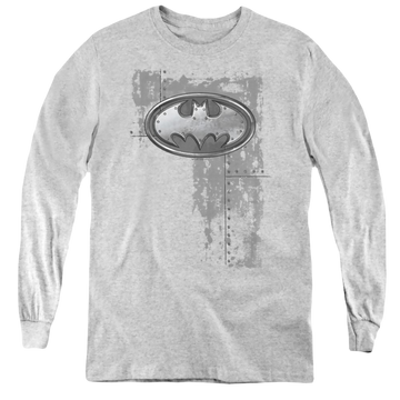 Dc Batman Rivited Metal Logo - Youth Long Sleeve T-Shirt Youth Long Sleeve T-Shirt Batman