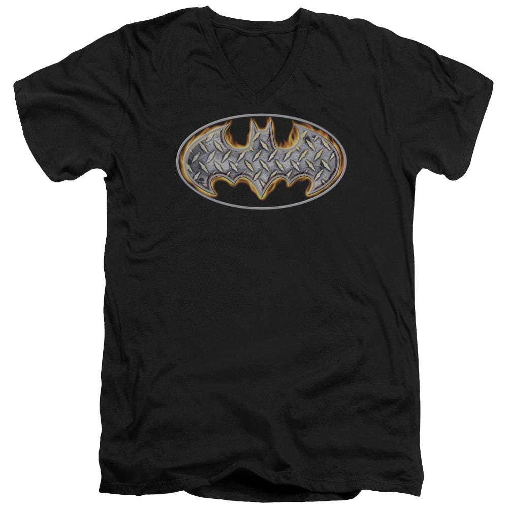 Batman Steel Fire Shield - Men's V-Neck T-Shirt Men's V-Neck T-Shirt Batman