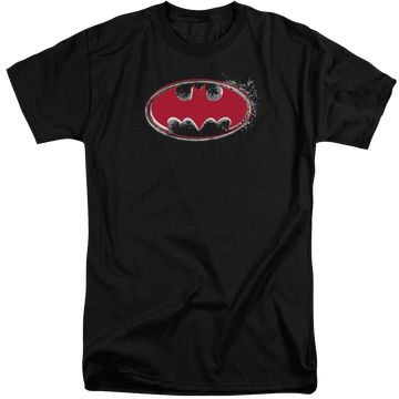 Black men's tall fit t-shirt with Batman Hardcore Noir Bat Logo graphic