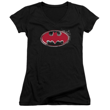 Batman Hardcore Noir Bat Logo - Juniors V-Neck T-Shirt Juniors V-Neck T-Shirt Batman