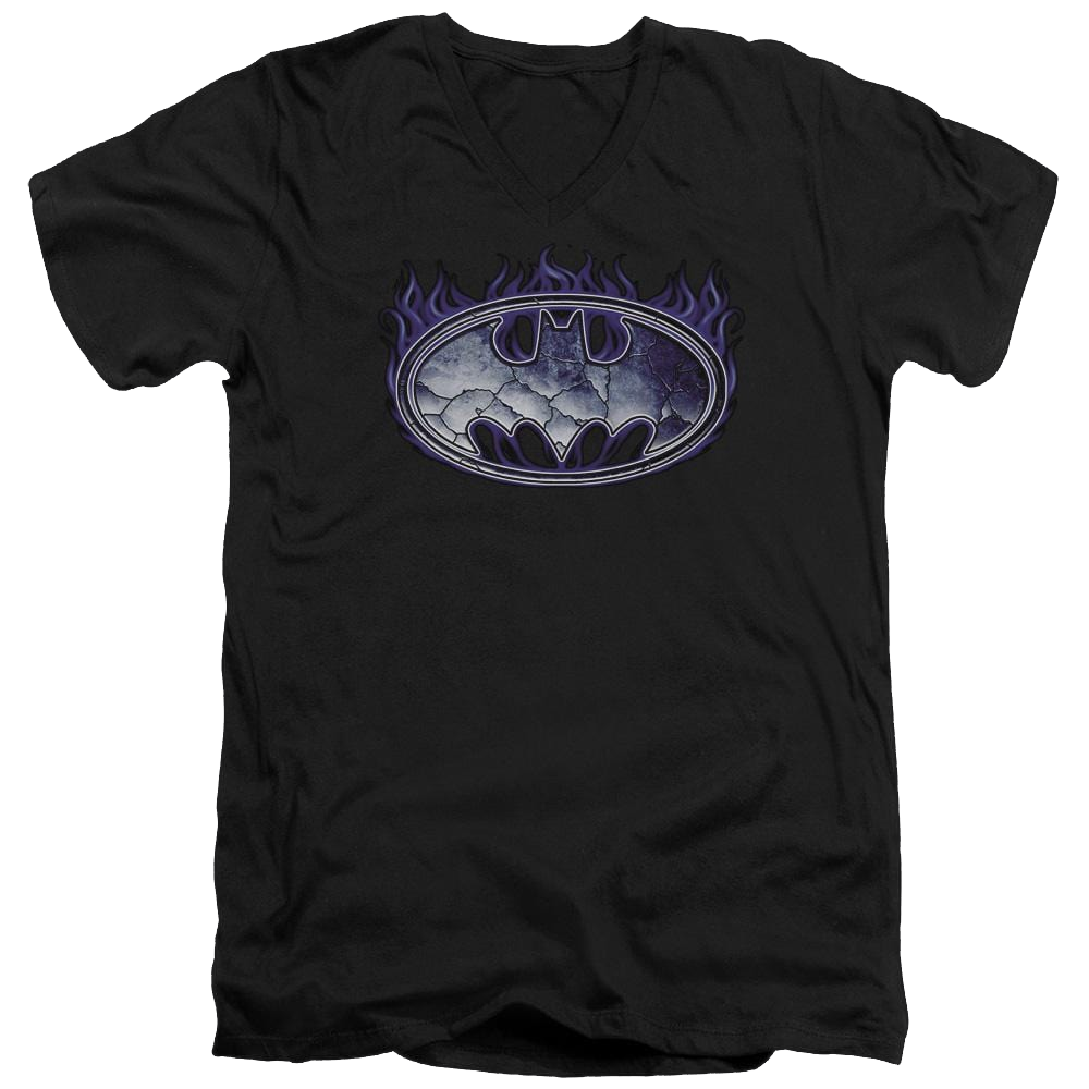 Batman Cracked Shield - Men's V-Neck T-Shirt Men's V-Neck T-Shirt Batman