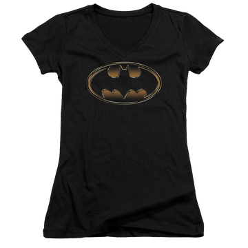 Batman Black & Gold Embossed - Juniors V-Neck T-Shirt Juniors V-Neck T-Shirt Batman