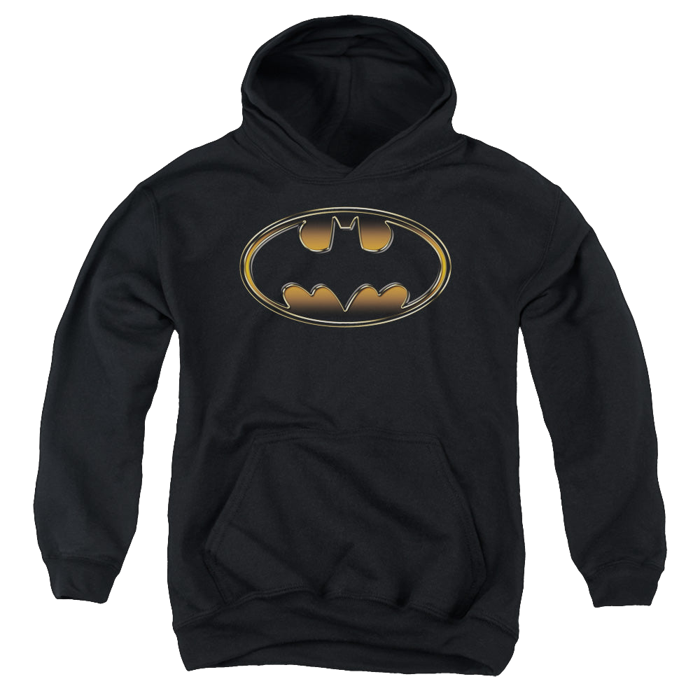 DC Batman Black & Gold Embossed - Youth Hoodie Youth Hoodie (Ages 8-12) Batman