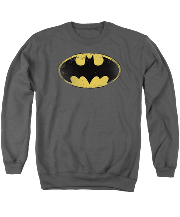 Batman Distressed Shield - Men's Crewneck Sweatshirt Men's Crewneck Sweatshirt Batman