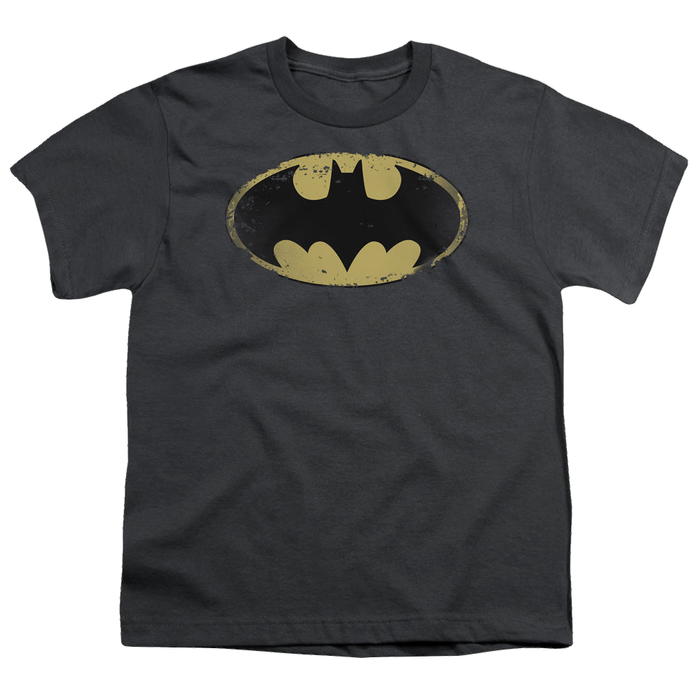 DC Batman Distressed Shield - Youth T-Shirt Youth T-Shirt (Ages 8-12) Batman