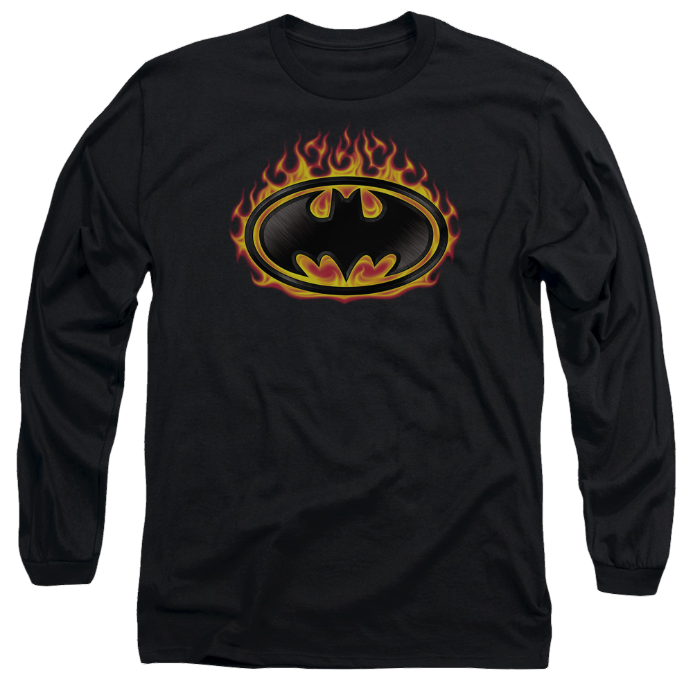 Batman Bat Flames Shield - Men's Long Sleeve T-Shirt Men's Long Sleeve T-Shirt Batman