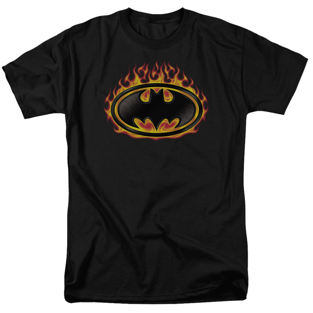 Batman Bat Flames Shield - Men's Regular Fit T-Shirt Men's Regular Fit T-Shirt Batman