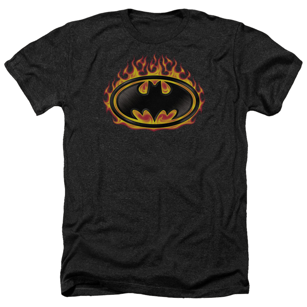 Batman Bat Flames Shield - Men's Heather T-Shirt Men's Heather T-Shirt Batman