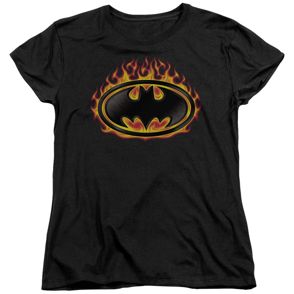 Batman Bat Flames Shield - Women's T-Shirt Women's T-Shirt Batman