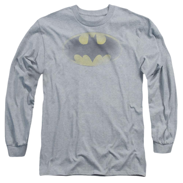 Athletic heather men's long sleeve t-shirt with Batman Faded Logo graphic
