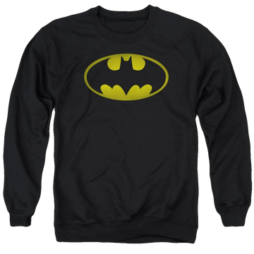 Black men's crewneck sweatshirt with Batman Washed Bat Logo graphic