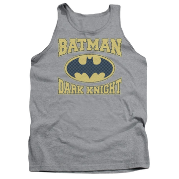 Athletic heather men's tank with Batman Dark Knight Jersey graphic