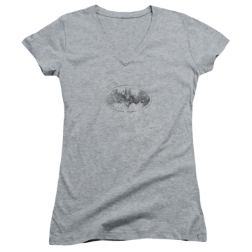 Batman Burned & Splattered - Juniors V-Neck T-Shirt Juniors V-Neck T-Shirt Batman