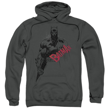 Batman Sketch Bat Red Logo - Pullover Hoodie Pullover Hoodie Batman