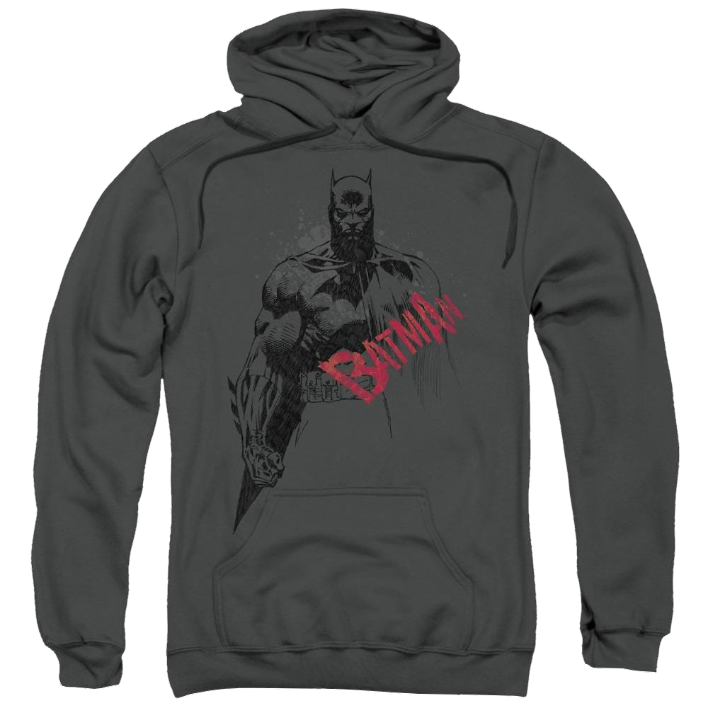 Batman Sketch Bat Red Logo - Pullover Hoodie Pullover Hoodie Batman