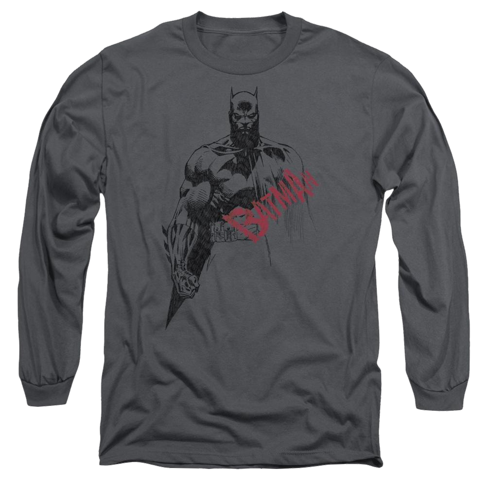 Dc Batman Sketch Bat Red Logo - Men's Long Sleeve T-Shirt Men's Long Sleeve T-Shirt Batman