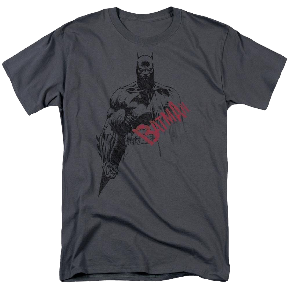 Batman Sketch Bat Red Logo - Men's Regular Fit T-Shirt Men's Regular Fit T-Shirt Batman
