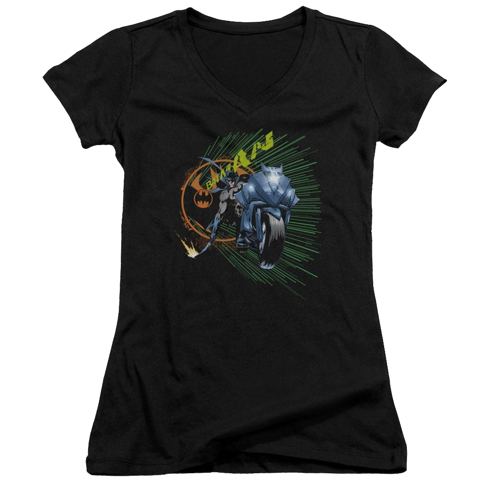 Batman Batcycle - Juniors V-Neck T-Shirt Juniors V-Neck T-Shirt Batman
