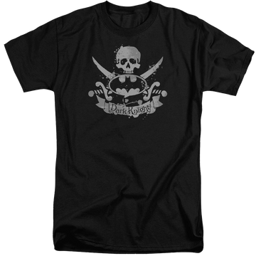 Black men's tall fit t-shirt with Batman Dark Pirate graphic