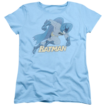 Light blue women's t-shirt with Batman Running Retro graphic