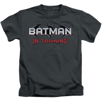 Charcoal kid's t-shirt for ages 4 to 7 with DC Batman Batman In Training graphic