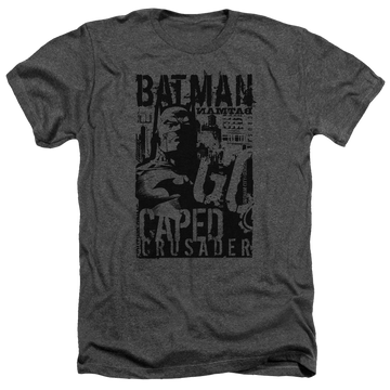 Charcoal men's heather t-shirt with Batman Caped Crusader graphic