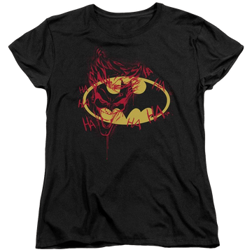 Black women's t-shirt with Batman Joker Graffiti graphic
