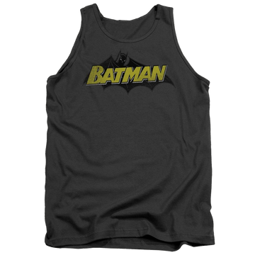 Charcoal men's tank with Batman Classic Comic Logo graphic