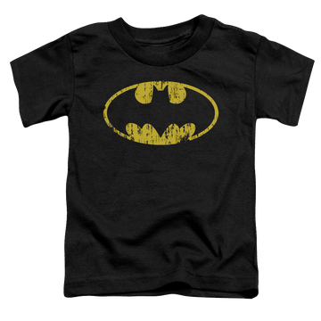 Black toddler t-shirt with DC Batman Classic Logo Distressed graphic