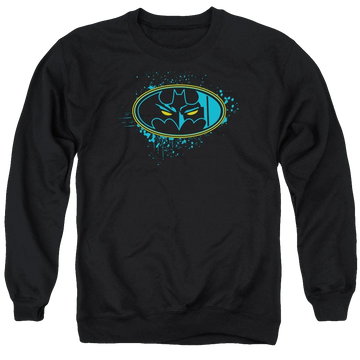 Black men's crewneck sweatshirt with Batman Eyes In The Darkness graphic