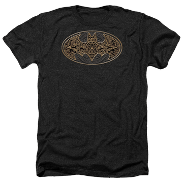 Charcoal men's heather t-shirt with Batman Aztec Bat Logo graphic