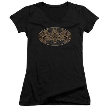 Batman Aztec Bat Logo - Juniors V-Neck T-Shirt Juniors V-Neck T-Shirt Batman