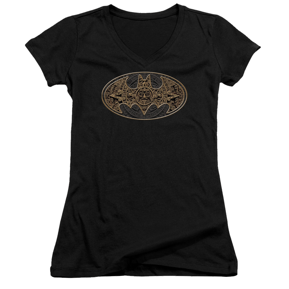 Batman Aztec Bat Logo - Juniors V-Neck T-Shirt Juniors V-Neck T-Shirt Batman