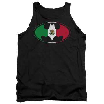Black men's tank with Batman Mexican Flag Shield graphic