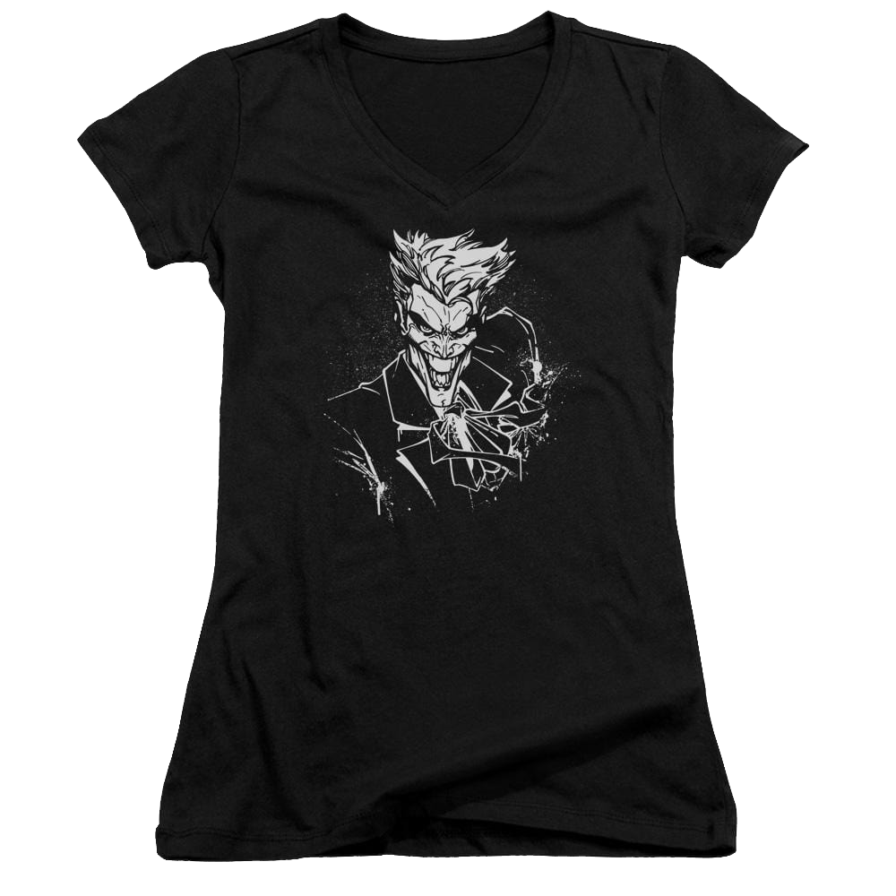 Batman Jokers Splatter Smile - Juniors V-Neck T-Shirt Juniors V-Neck T-Shirt Joker